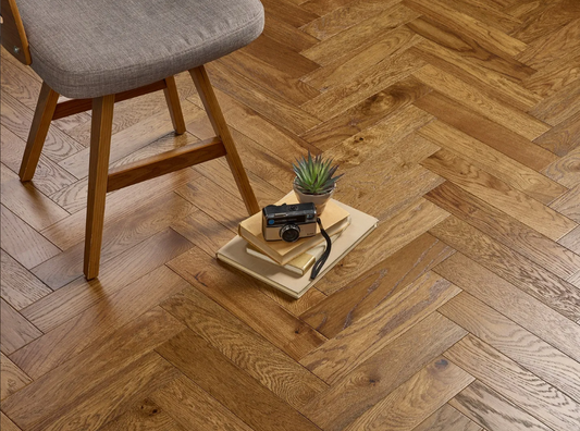 Mayfair 90mm Cognac Brushed & Lacquered Herringbone Engineered