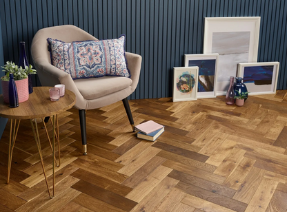 Mayfair 90mm Smoked Brushed Hardwax Oiled Herringbone Engineered