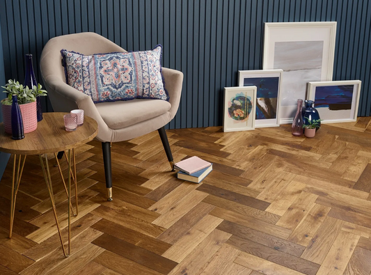 Mayfair 90mm Smoked Brushed Hardwax Oiled Herringbone Engineered