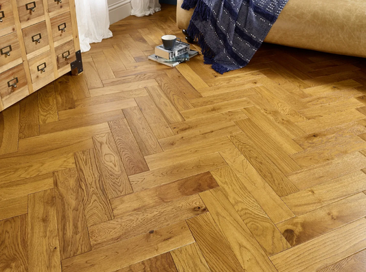 Mayfair 90mm Light Golden Brushed & Lacquered Herringbone Engineered