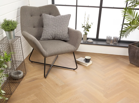 Mayfair 90mm Smoked Grey Brushed & Lacquered Herringbone Engineered