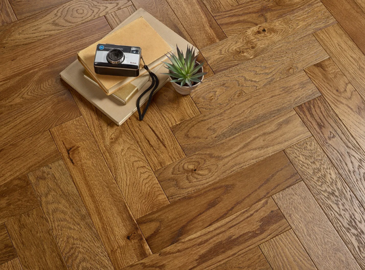 Mayfair 90mm Cognac Brushed & Lacquered Herringbone Engineered
