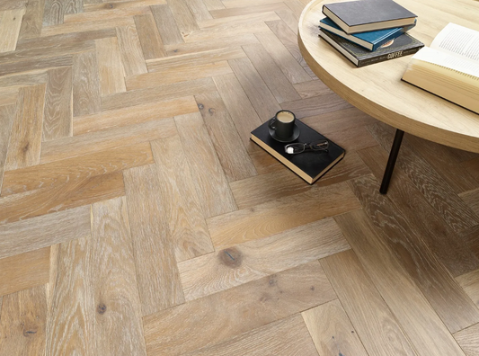 Mayfair 90mm Smoked Grey Brushed Hardwax Oiled Herringbone Engineered