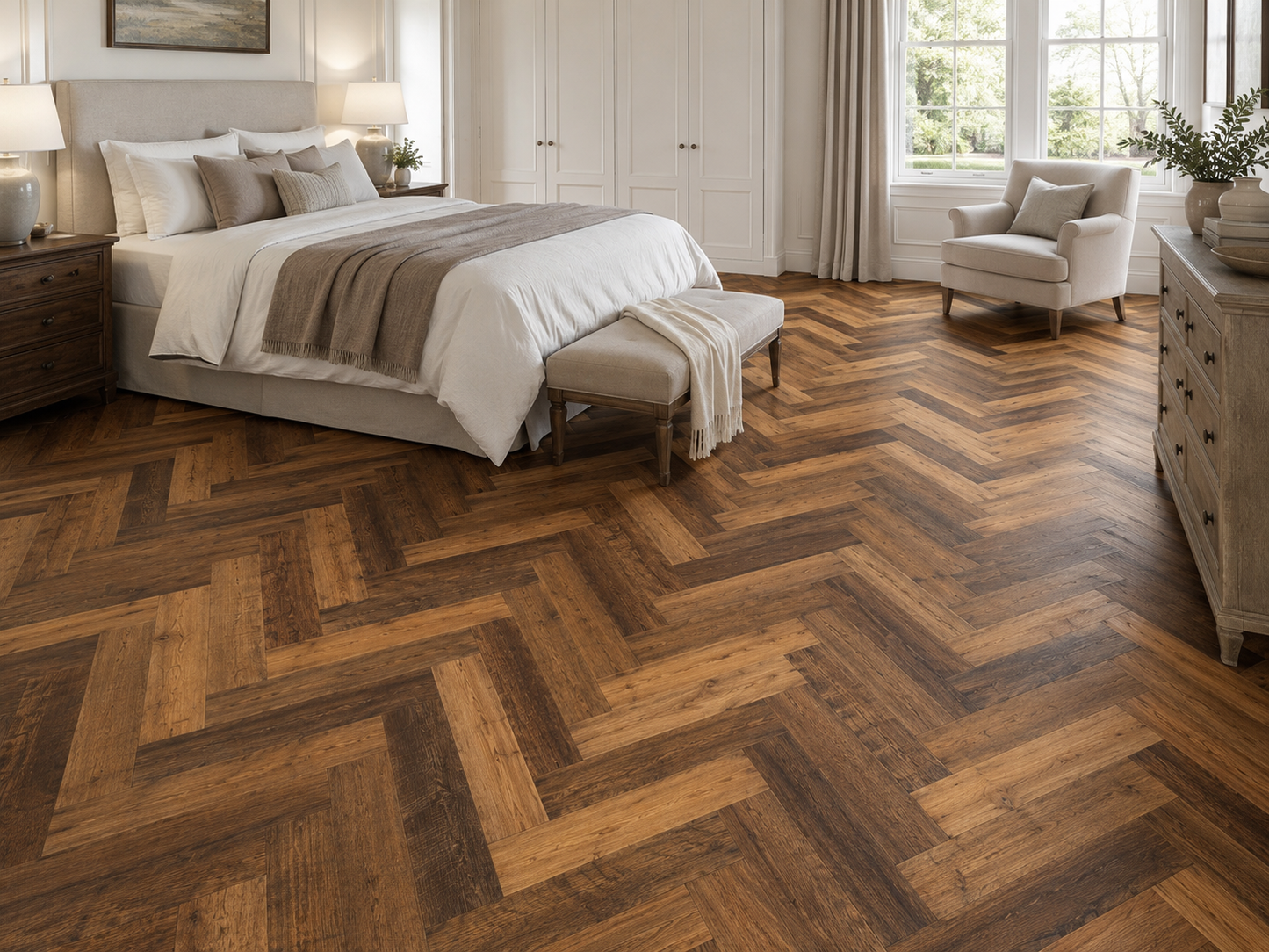 Siena herringbone glue down LVT