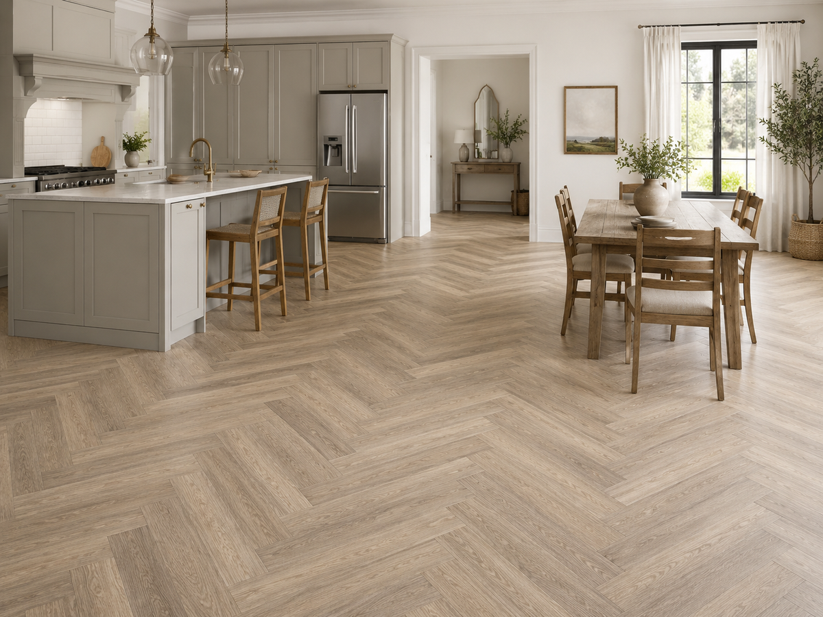 Sorrento herringbone glue down LVT