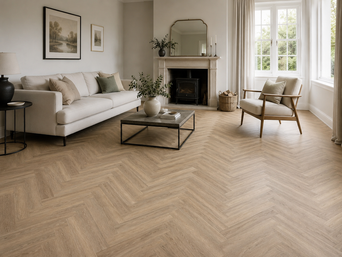 Sorrento herringbone glue down LVT