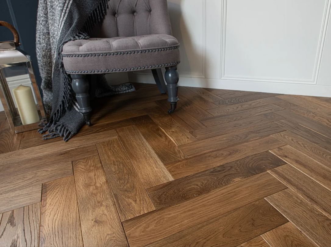 Mayfair 220mm Smoked Brushed & Lacquered Herringbone Engineered