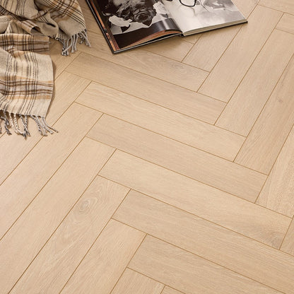 Viborg light beige oak herringbone laminate flooring